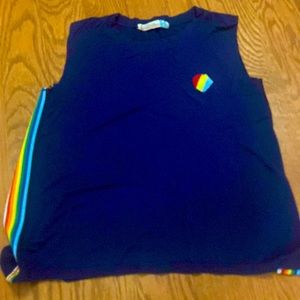 Adorable navy with rainbow heart tank
